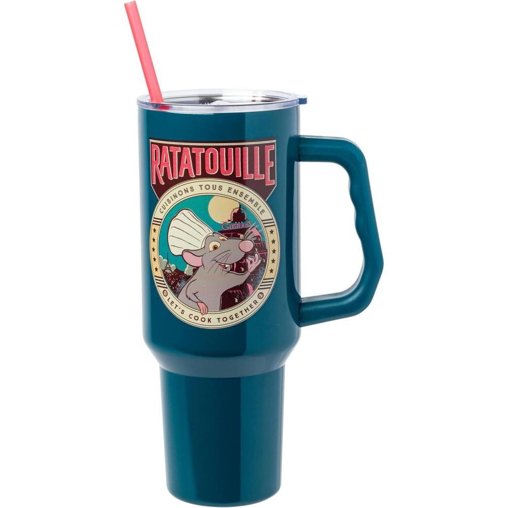 imageSilver Buffalo Spongebob Squarepants Jellyfishing in Bikini Bottom Double Walled Stainless Steel Tumbler with Handle Straw and Straw Cap Fits in Standard Cup Holder 40 OuncesRatatouille
