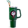 Silver Buffalo Spongebob Squarepants Jellyfishing in Bikini Bottom Double Walled Stainless Steel Tumbler with Handle, Straw, and Straw Cap, Fits in Standard Cup Holder, 40 Ounces(Nightmare Before Christmas Making Xmas Fright)