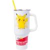 Silver Buffalo Spongebob Squarepants Jellyfishing in Bikini Bottom Double Walled Stainless Steel Tumbler with Handle, Straw, and Straw Cap, Fits in Standard Cup Holder, 40 Ounces(Pikachu Adorable Cheeks Pokemon)