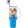 Silver Buffalo Spongebob Squarepants Jellyfishing in Bikini Bottom Double Walled Stainless Steel Tumbler with Handle, Straw, and Straw Cap, Fits in Standard Cup Holder, 40 Ounces(Mickey and Friends)