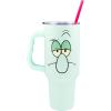 Silver Buffalo Spongebob Squarepants Jellyfishing in Bikini Bottom Double Walled Stainless Steel Tumbler with Handle, Straw, and Straw Cap, Fits in Standard Cup Holder, 40 Ounces(Squidward)