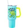 Silver Buffalo Spongebob Squarepants Jellyfishing in Bikini Bottom Double Walled Stainless Steel Tumbler with Handle, Straw, and Straw Cap, Fits in Standard Cup Holder, 40 Ounces(Monsters Inc Mike Wazowski)