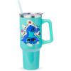 Silver Buffalo Spongebob Squarepants Jellyfishing in Bikini Bottom Double Walled Stainless Steel Tumbler with Handle, Straw, and Straw Cap, Fits in Standard Cup Holder, 40 Ounces(Disney Lilo and Stitch Chillin)