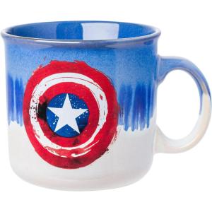 Silver Buffalo Betty Boop Core Circle Portrait and Polka Dots Glitter 20oz Ceramic Camper Mug(Captain America’s Shield)
