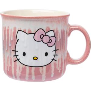 Silver Buffalo Betty Boop Core Circle Portrait and Polka Dots Glitter 20oz Ceramic Camper Mug(Hello Kitty Drip Effect)