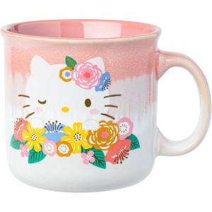 Silver Buffalo Betty Boop Core Circle Portrait and Polka Dots Glitter 20oz Ceramic Camper Mug(Hello Kitty Flowers)