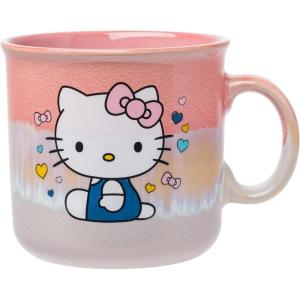 Silver Buffalo Betty Boop Core Circle Portrait and Polka Dots Glitter 20oz Ceramic Camper Mug(Hello Kitty White Icing)