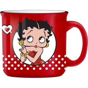 Silver Buffalo Betty Boop Core Circle Portrait and Polka Dots Glitter 20oz Ceramic Camper Mug(Red/Multi)