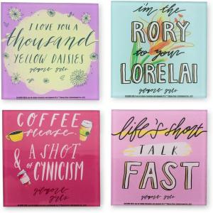 Silver Buffalo Gilmore Girls Quotes Glass Coaster Set 4Pcs