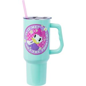 Silver Buffalo Spongebob Squarepants Jellyfishing in Bikini Bottom Double Walled Stainless Steel Tumbler with Handle, Straw, and Straw Cap, Fits in Standard Cup Holder, 40 Ounces(Daisy Duck)