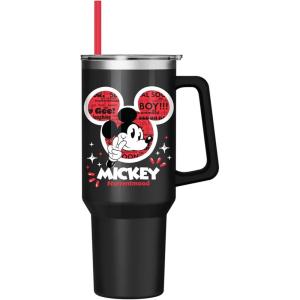 Silver Buffalo Spongebob Squarepants Jellyfishing in Bikini Bottom Double Walled Stainless Steel Tumbler with Handle, Straw, and Straw Cap, Fits in Standard Cup Holder, 40 Ounces(Mickey Mouse #currentmood)