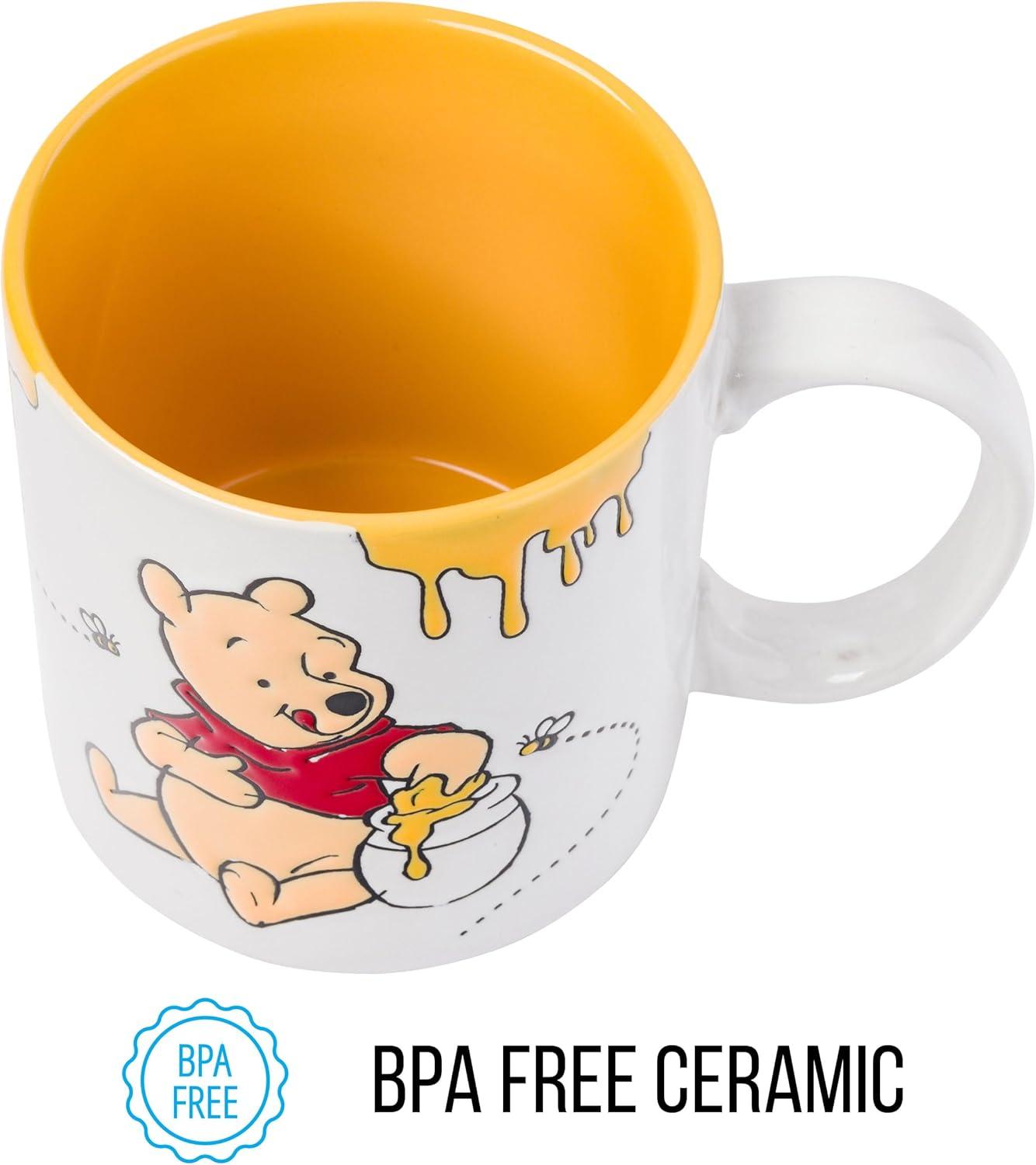 imageSilver Buffalo Winnie the Pooh Happy Face Bees Wax Resist Ceramic Mug 20 Ounces20 Ounces