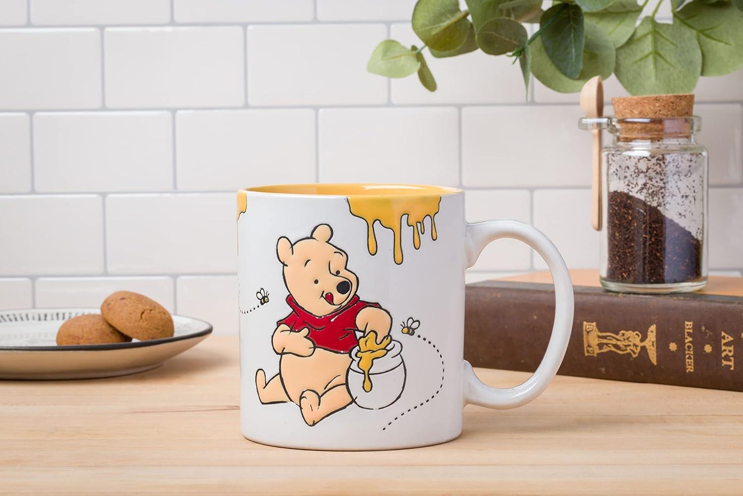 imageSilver Buffalo Winnie the Pooh Happy Face Bees Wax Resist Ceramic Mug 20 Ounces20 Ounces