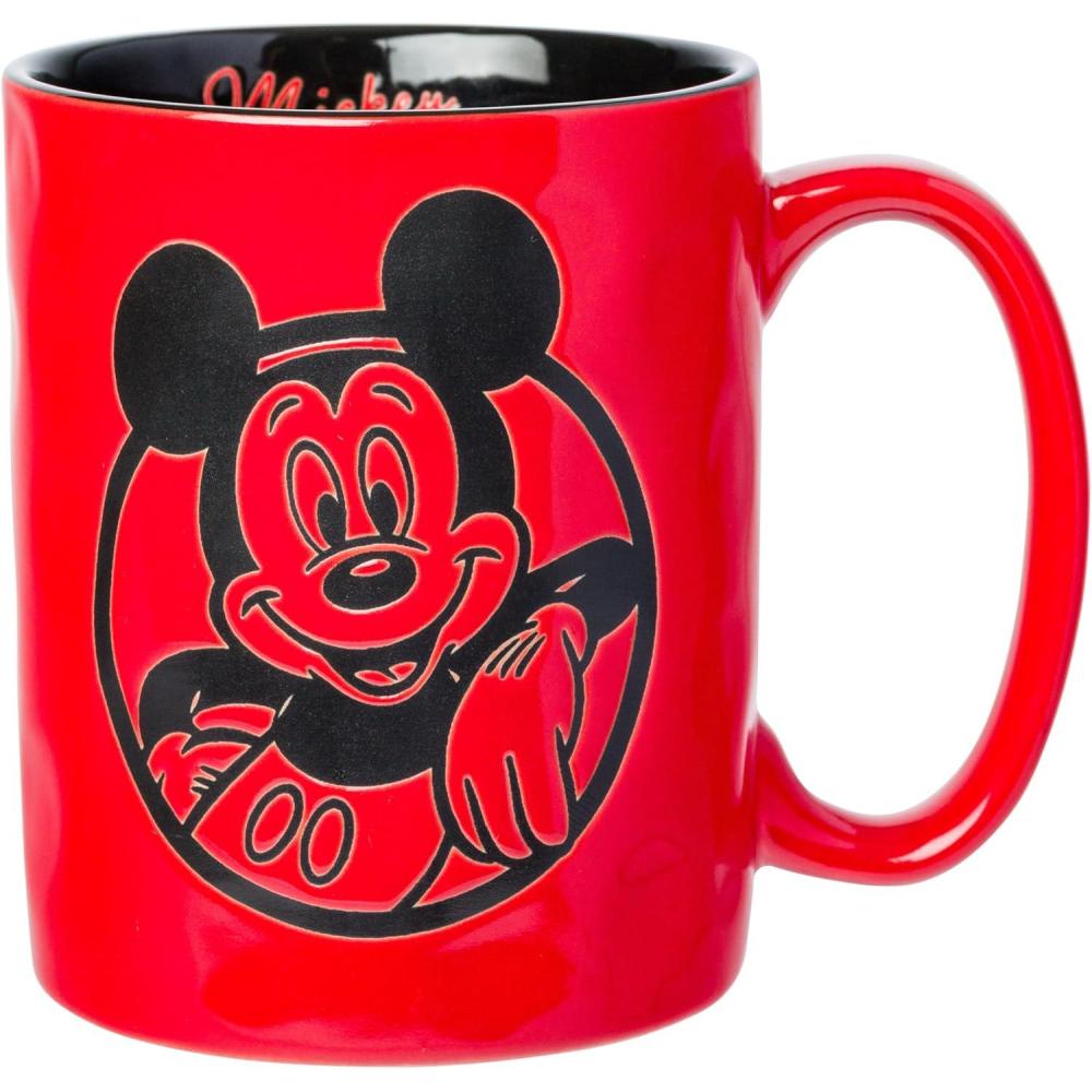imageSilver Buffalo Disney 1928 Vintage Mickey Mouse He Leads Them All Ceramic Mug 20 OuncesMickey Mouse Red Pottery Mug 17 Ounces