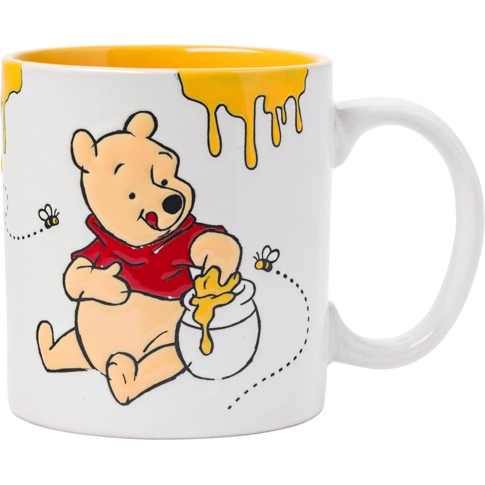 imageSilver Buffalo Winnie the Pooh Happy Face Bees Wax Resist Ceramic Mug 20 Ounces20 Ounces