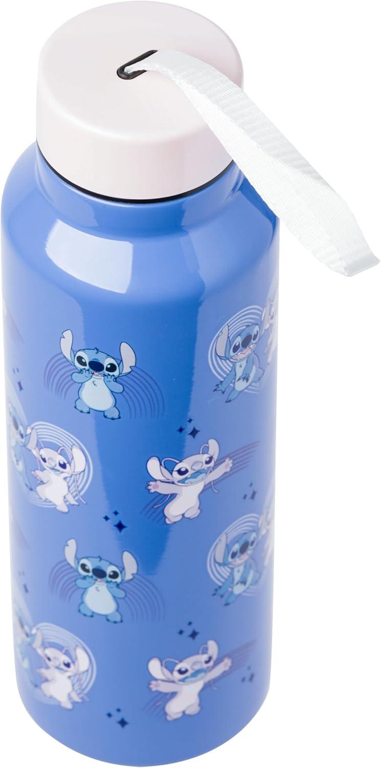 imageSilver Buffalo Disney Lilo and Stitch Featuring Stitch and Angel Stainless Steel Water Bottle with Strap 27 Ounces
