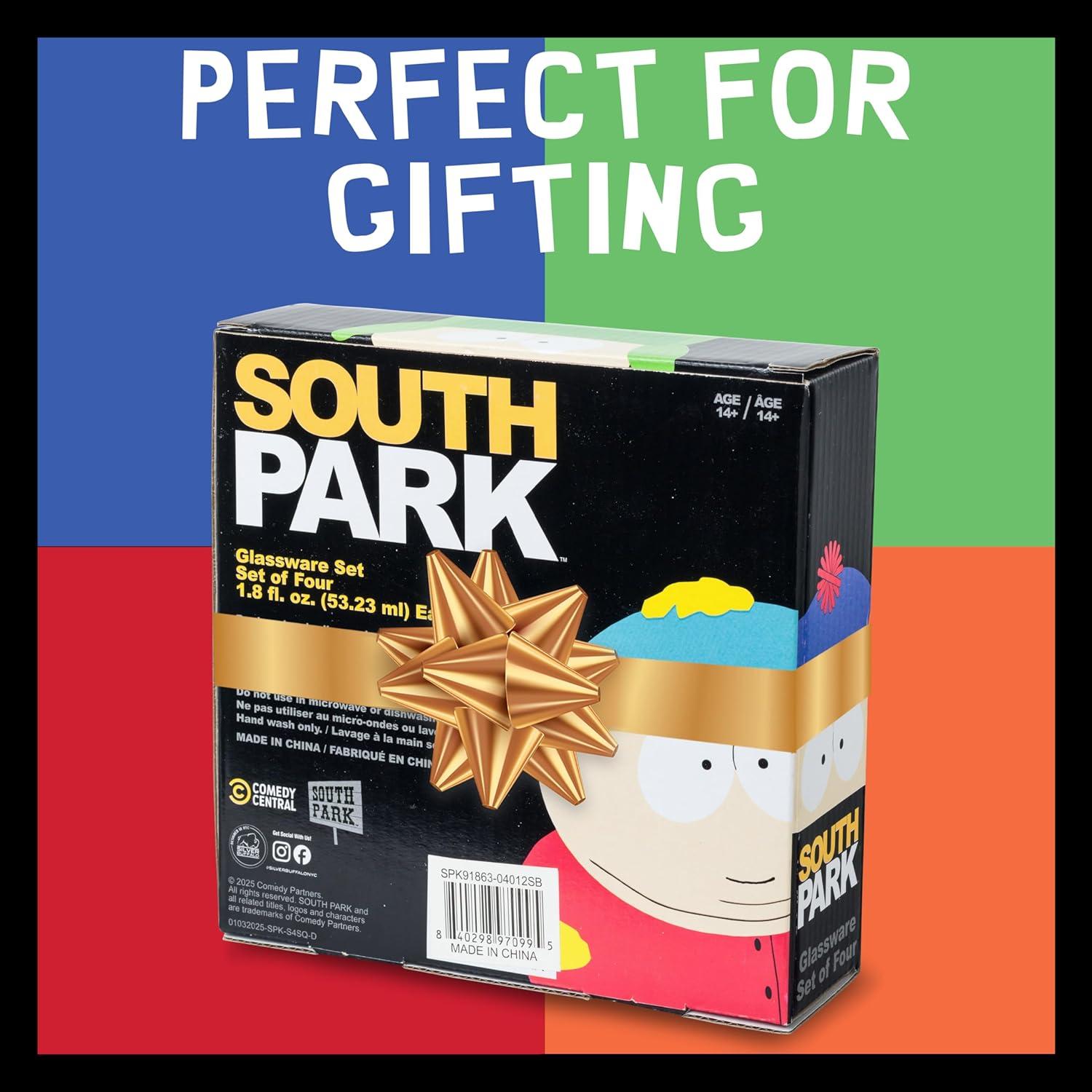 imageSilver Buffalo South Park Characters Xmas Group Shots 4pc 15oz Mini Glass Set 2x2