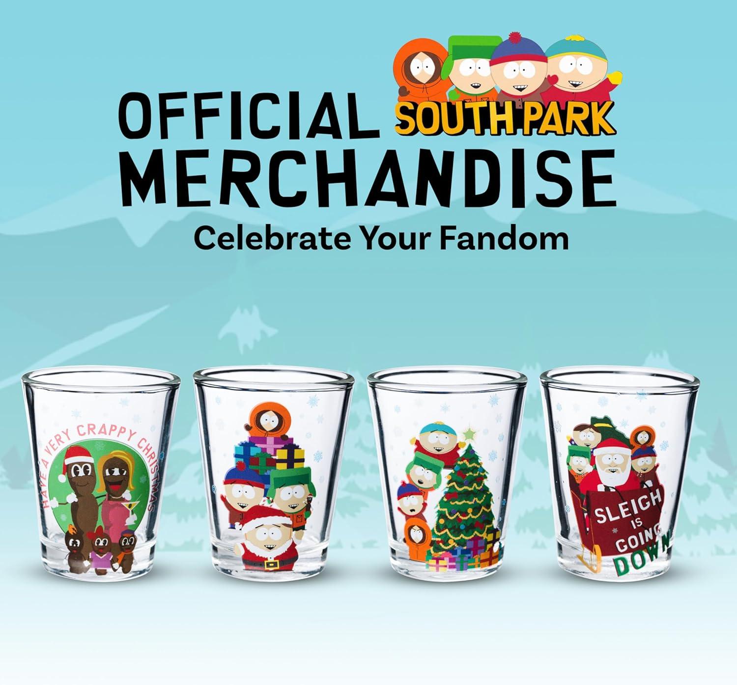 imageSilver Buffalo South Park Characters Xmas Group Shots 4pc 15oz Mini Glass Set 2x2