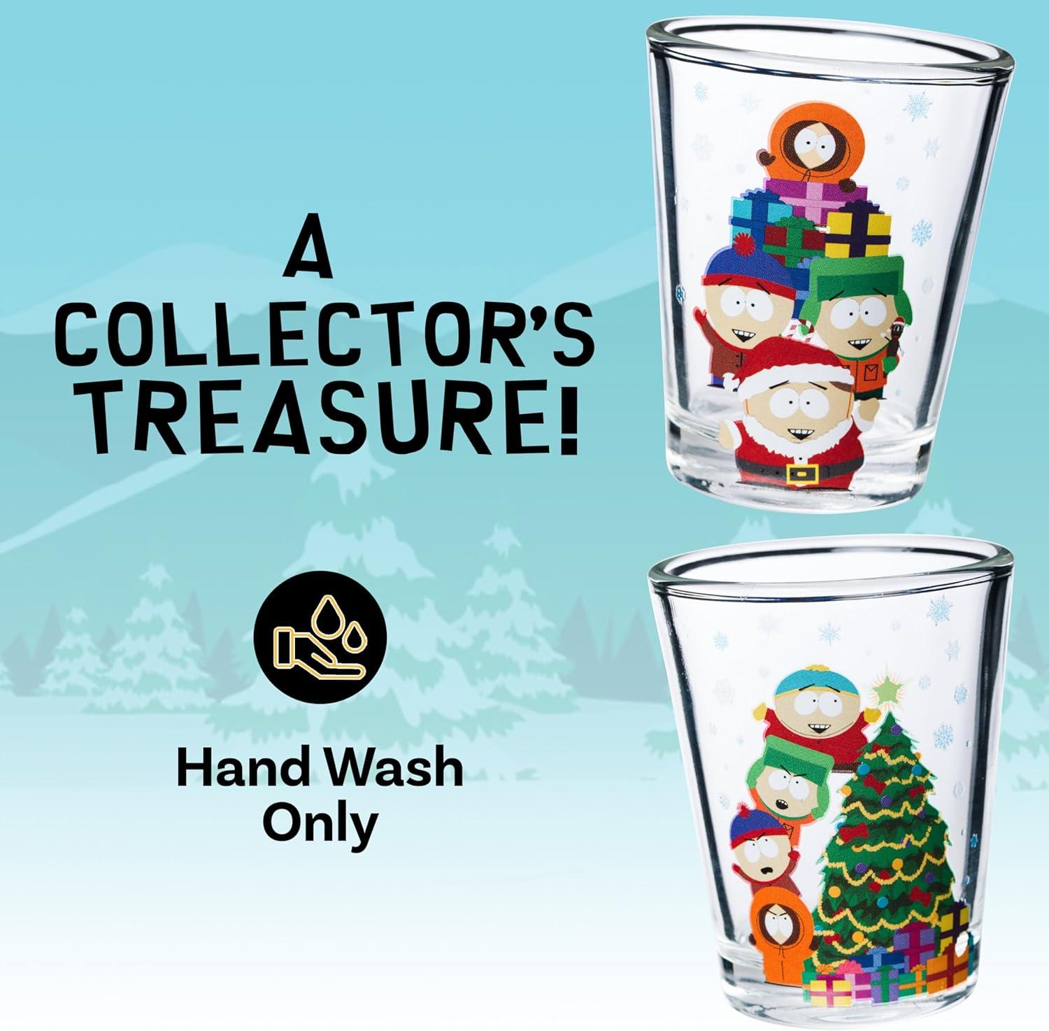 imageSilver Buffalo South Park Characters Xmas Group Shots 4pc 15oz Mini Glass Set 2x2