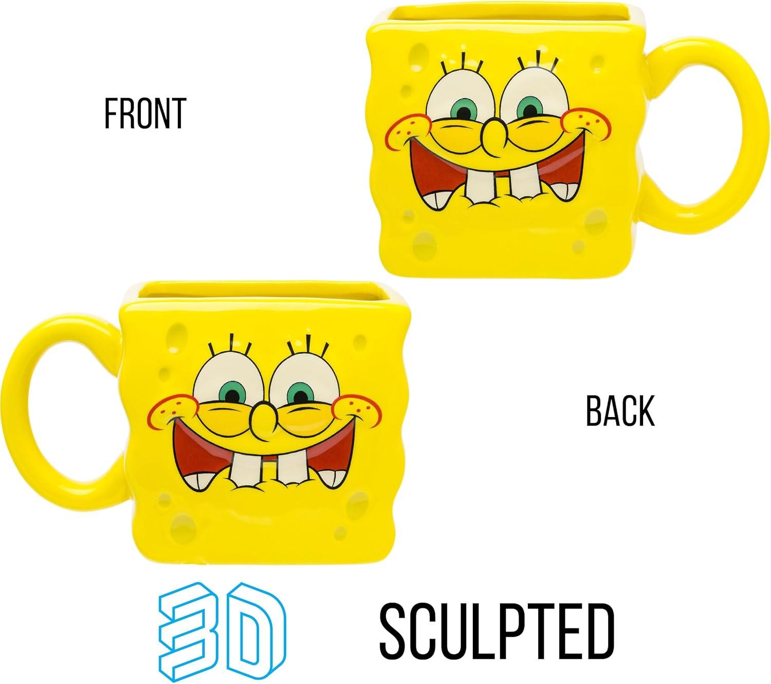 imageSilver Buffalo Spongebob Squarepants Facial Expressions Characters 4pc 15oz Mini Glass Set 4x13D Sculpted