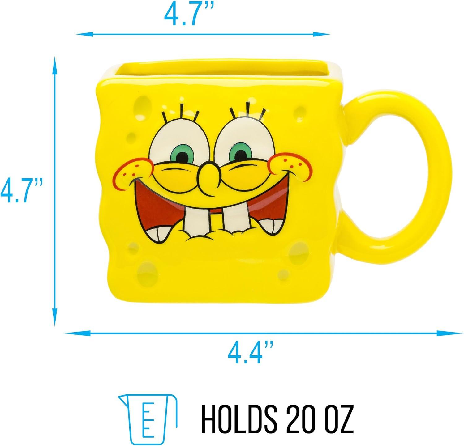 imageSilver Buffalo Spongebob Squarepants Facial Expressions Characters 4pc 15oz Mini Glass Set 4x13D Sculpted