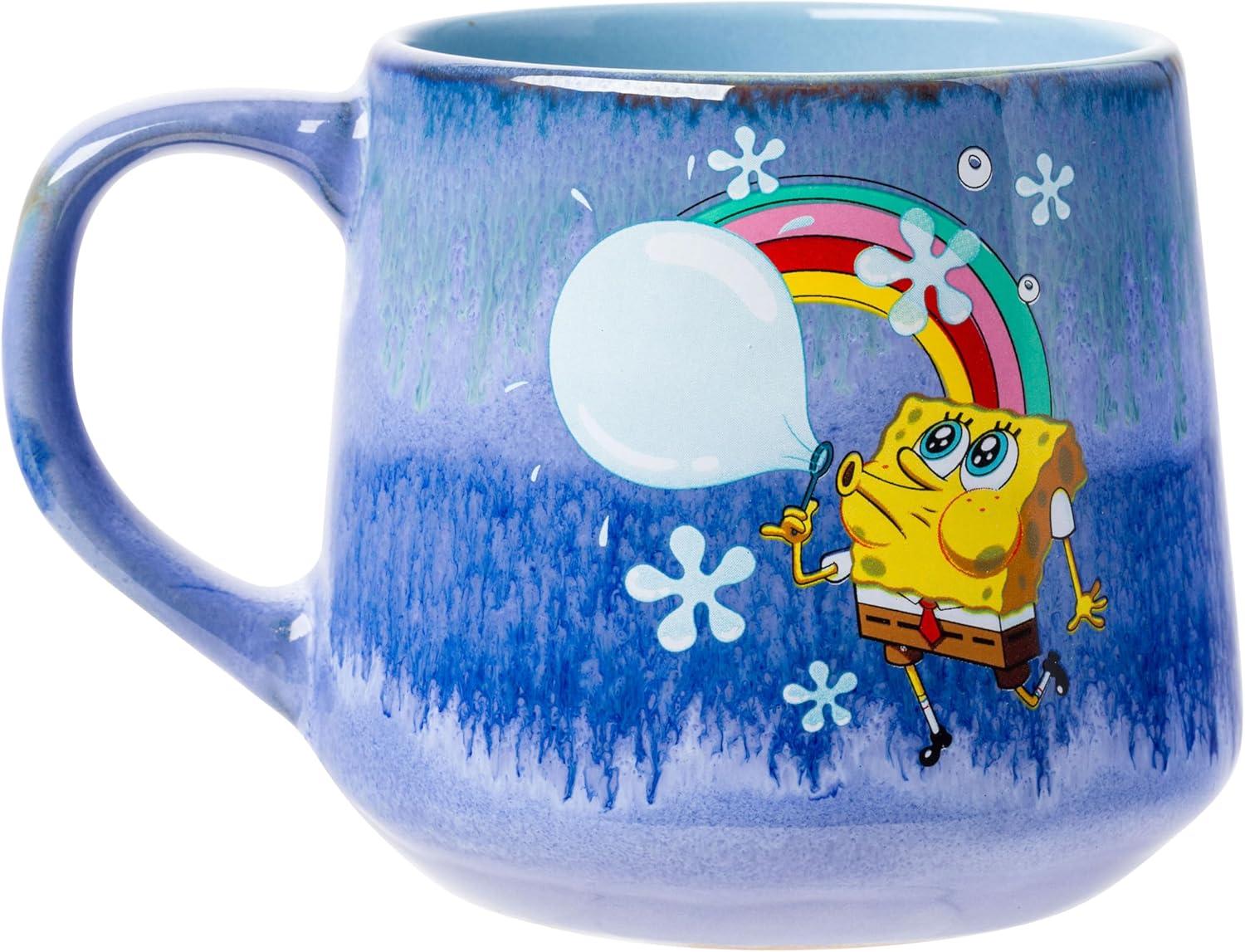 imageSilver Buffalo Spongebob Squarepants Facial Expressions Characters 4pc 15oz Mini Glass Set 4x1Blowing Bubble