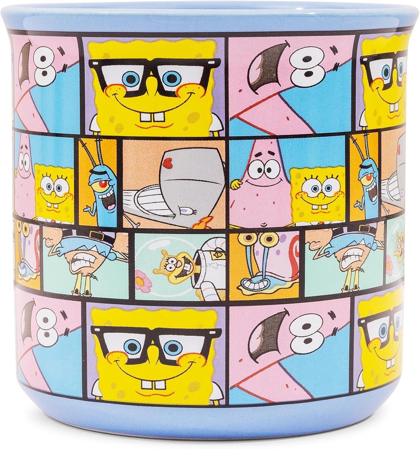imageSilver Buffalo Spongebob Squarepants Facial Expressions Characters 4pc 15oz Mini Glass Set 4x1Character Grid
