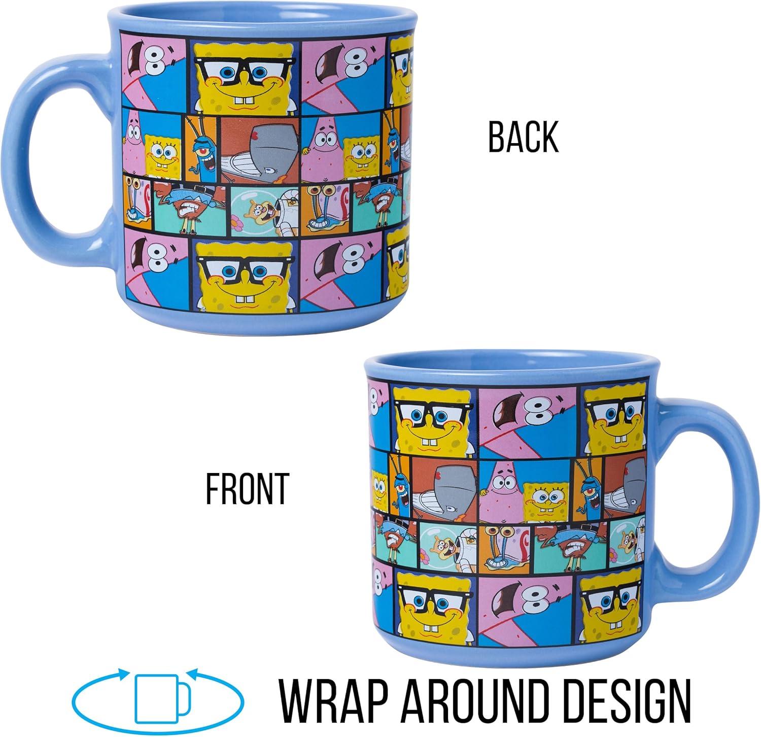 imageSilver Buffalo Spongebob Squarepants Facial Expressions Characters 4pc 15oz Mini Glass Set 4x1Character Grid