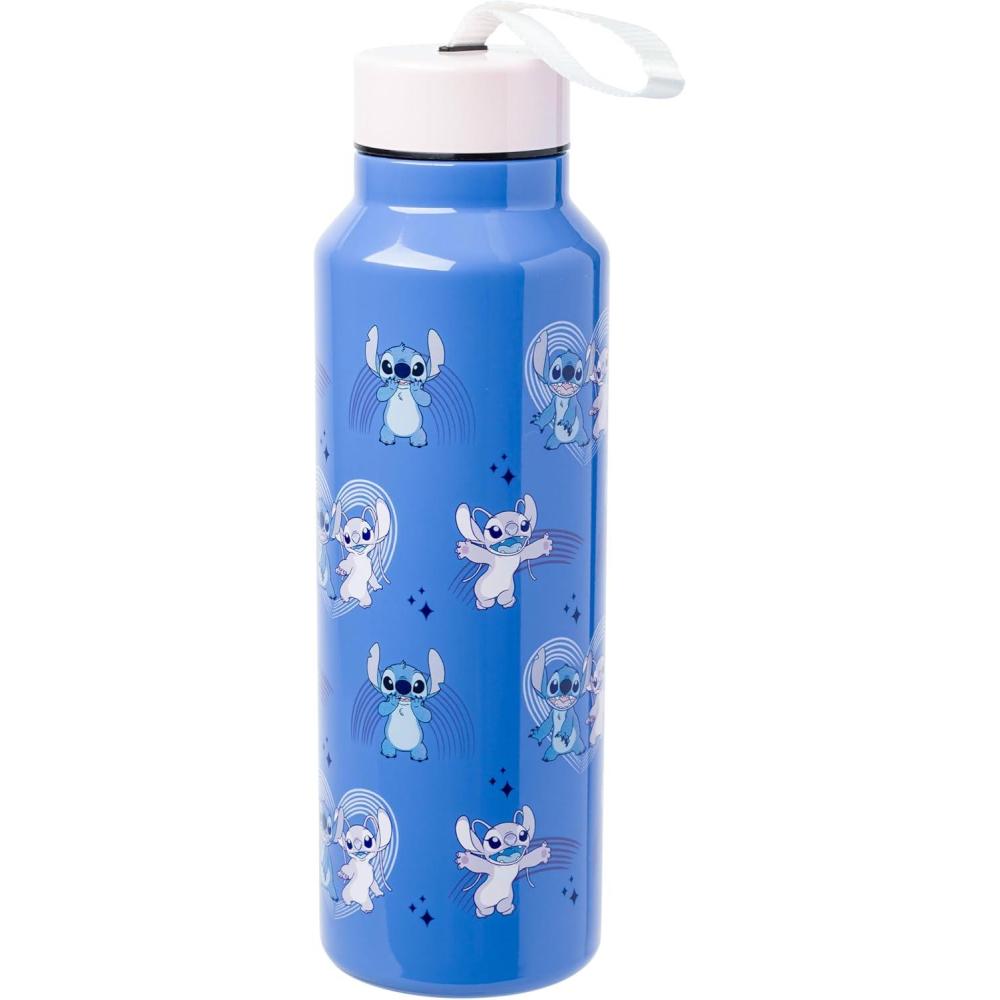 imageSilver Buffalo Disney Lilo and Stitch Featuring Stitch and Angel Stainless Steel Water Bottle with Strap 27 Ounces