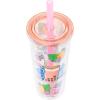 Silver Buffalo Disney Lilo and Stitch Plastic Boba Tumbler with Lid and Straw Featuring Stitch and Scrump, 24 Ounces