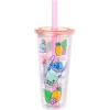 Silver Buffalo Disney Lilo and Stitch Plastic Boba Tumbler with Lid and Straw Featuring Stitch and Scrump, 24 Ounces