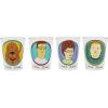 Silver Buffalo King of the Hill Character Faces 4 Pack Mini Glass Set Featuring Hank Hill, Bobby Hill, Peggy Hill, and Lady Bird, 1.5 Ounces
