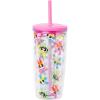 Silver Buffalo The Powerpuff Girls Floral Pattern 20oz Spill Resistant Plastic Tumbler