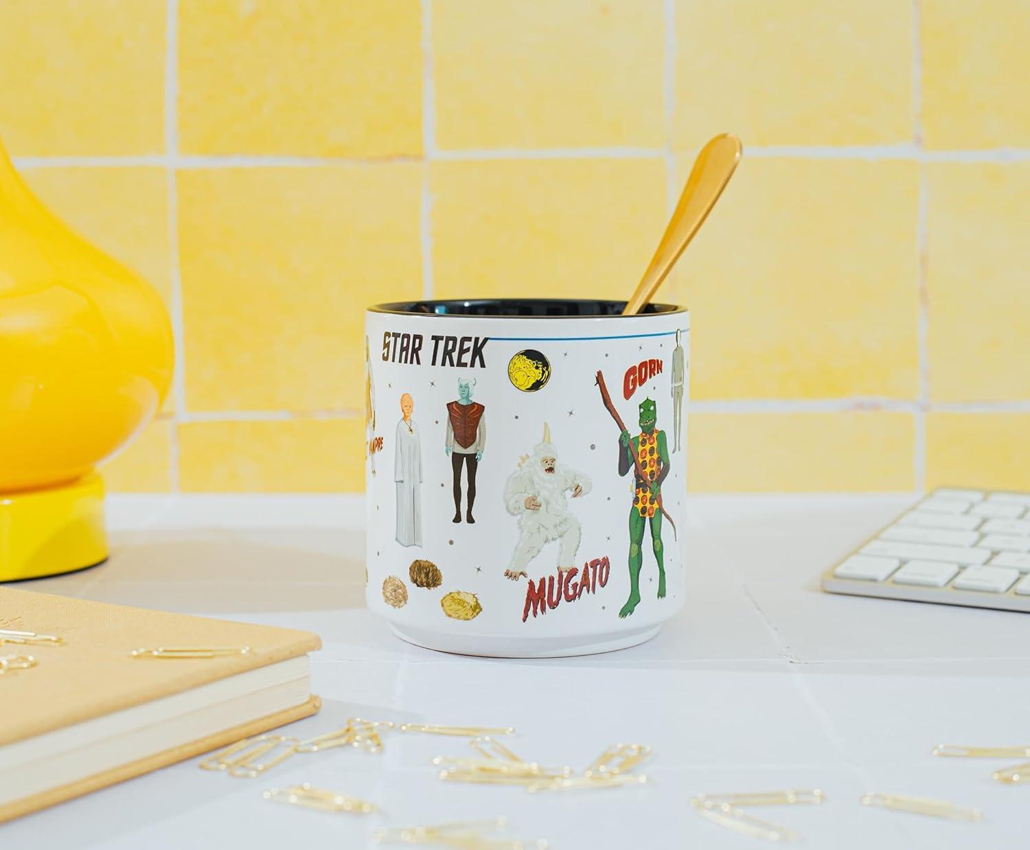 image:imageSilver Buffalo Star Trek Stackable Ceramic Mug Featuring Star Trek Characters including Gorn Mugato Khan Salt Vampire and Spock 13 OuncesMulticolor