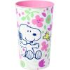 Silver Buffalo Peanuts Floral 4 Piece Plastic Cup Set Featuring Snoopy and Woodstock, 22 Ounces