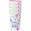 Silver Buffalo Peanuts Floral 4 Piece Plastic Cup Set Featuring Snoopy and Woodstock, 22 Ounces