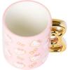 Silver Buffalo Sanrio Hello Kitty Pink and Gold Chrome Ceramic Mug with Bow 3D Sculpted Handle, 20 Ounces