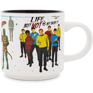 Silver Buffalo Star Trek Stackable Ceramic Mug Featuring Star Trek Characters including Gorn, Mugato, Khan, Salt Vampire, and Spock, 13 Ounces(Multicolor)