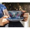 Silver Buffalo Friends Central Perk Logo Ceramic Teacup and Saucer, 12 Ounces(Oh My Boxed)