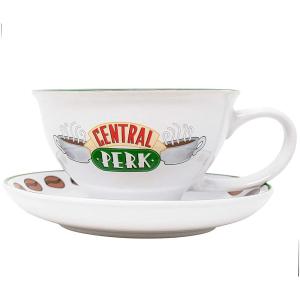Silver Buffalo Friends Central Perk Logo Ceramic Teacup and Saucer, 12 Ounces(Central Perk)