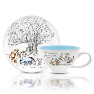 Silver Buffalo Friends Central Perk Logo Ceramic Teacup and Saucer, 12 Ounces(Disney Winnie the Pooh)