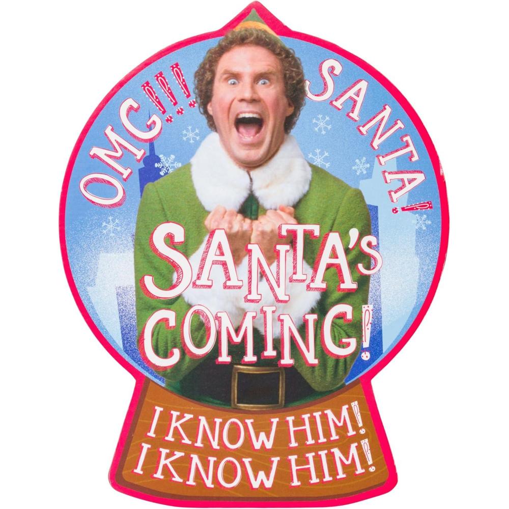 image:imageSilver Buffalo Elf OMG SANTA Large Die Cut MDF Box Wall Sign Featuring Buddy the Elf 6 x 12 x 8