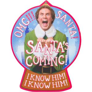 Silver Buffalo Elf “OMG! SANTA!” Large Die Cut MDF Box Wall Sign Featuring Buddy the Elf, 6″ x 1.2″ x 8”