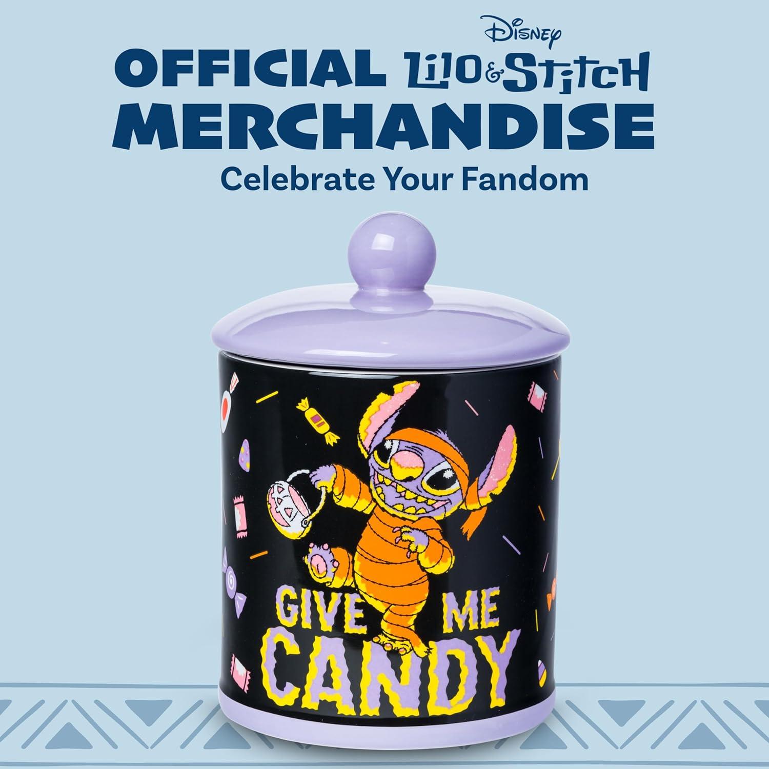image:imageSilver Buffalo Disney Alice in Wonderland Flowers and Mushrooms Glass Cookie Snack Candy Jar with Lid SmallLilo and Stitch Halloween Large Ceramic