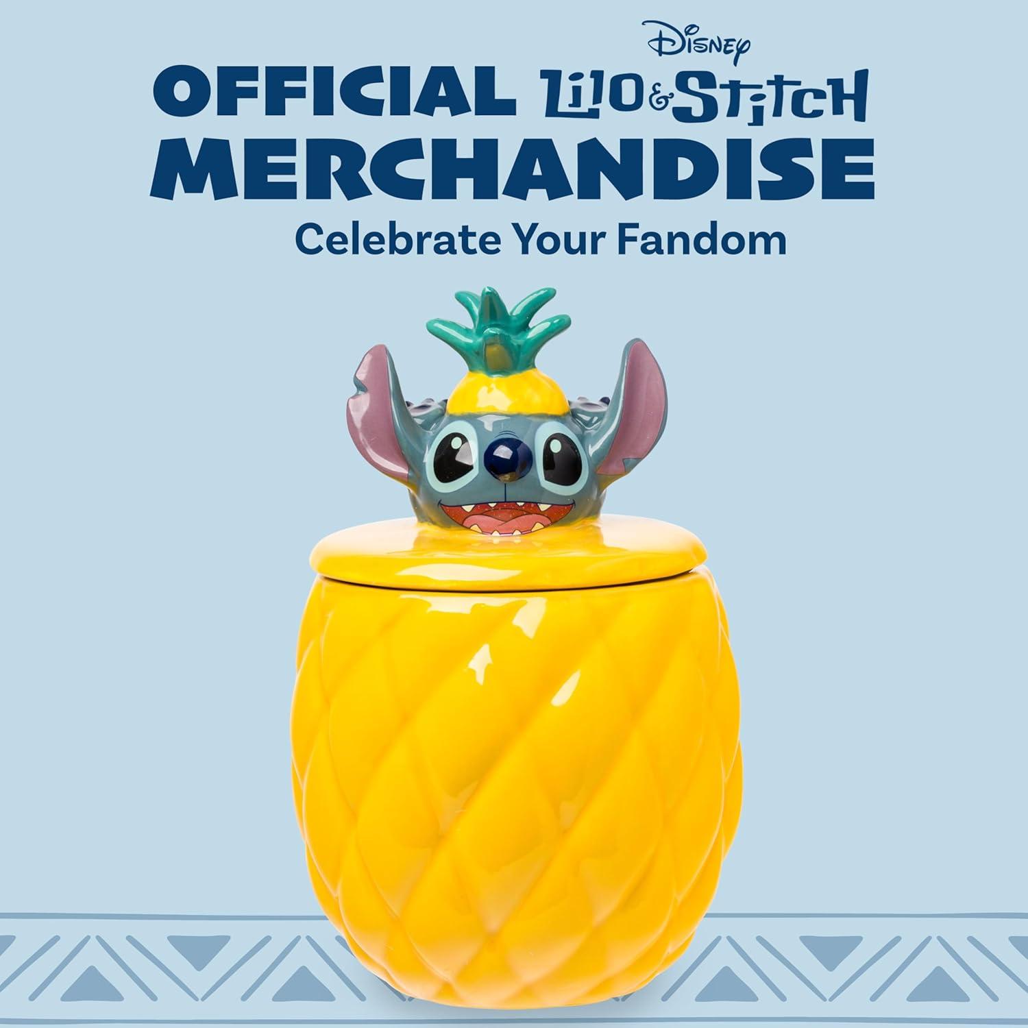 image:imageSilver Buffalo Disney Alice in Wonderland Flowers and Mushrooms Glass Cookie Snack Candy Jar with Lid SmallLilo and Stitch Pineapple Medium Ceramic Sculpted