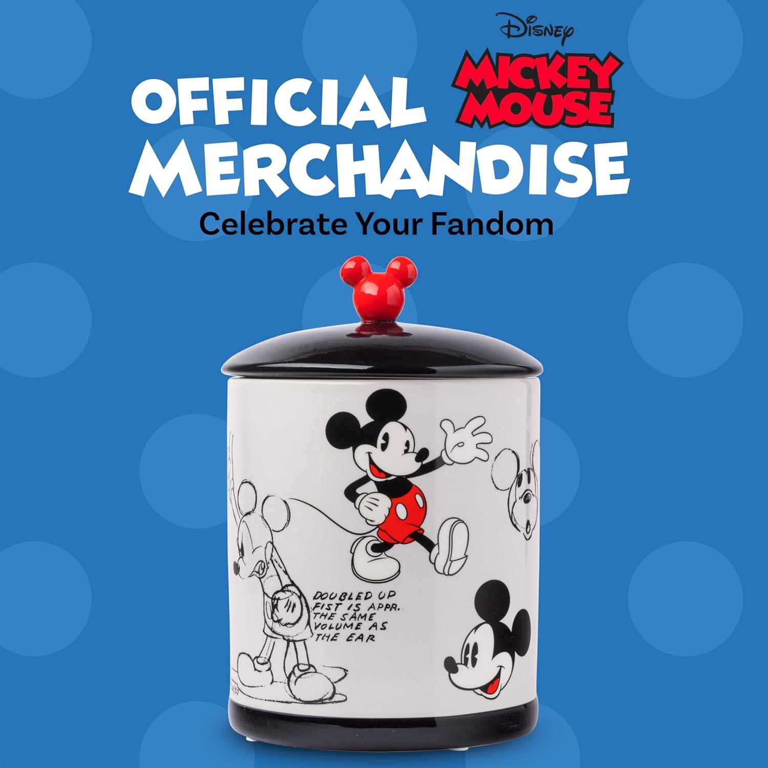 image:imageSilver Buffalo Disney Alice in Wonderland Flowers and Mushrooms Glass Cookie Snack Candy Jar with Lid SmallMickey Mouse Sketches Large Ceramic