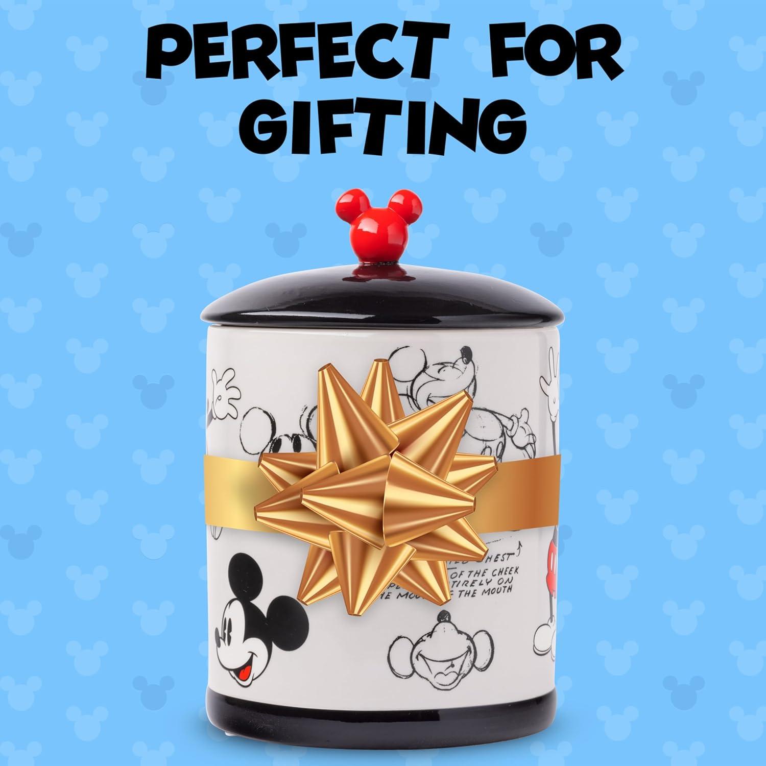 image:imageSilver Buffalo Disney Alice in Wonderland Flowers and Mushrooms Glass Cookie Snack Candy Jar with Lid SmallMickey Mouse Sketches Large Ceramic