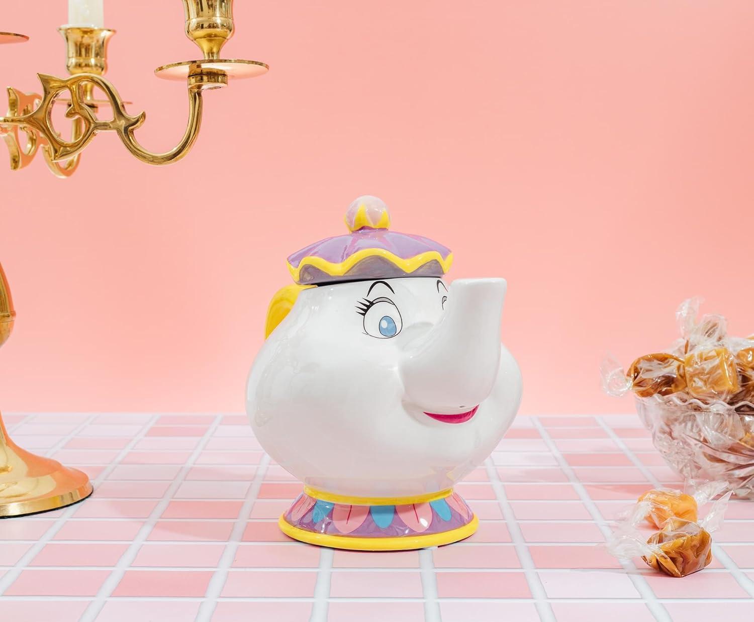 image:imageSilver Buffalo Disney Alice in Wonderland Flowers and Mushrooms Glass Cookie Snack Candy Jar with Lid SmallMrs Potts Small Ceramic Sculpted