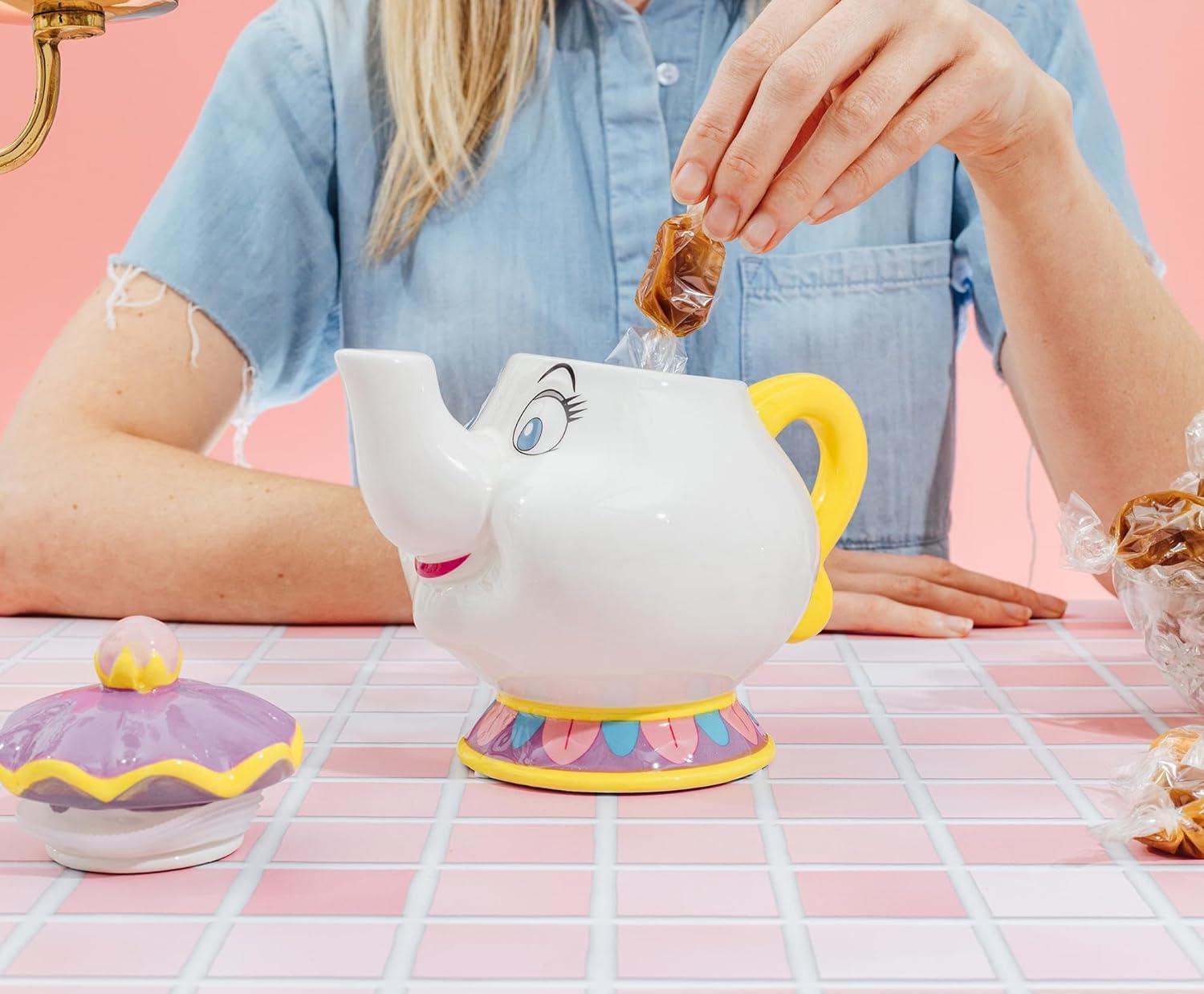 image:imageSilver Buffalo Disney Alice in Wonderland Flowers and Mushrooms Glass Cookie Snack Candy Jar with Lid SmallMrs Potts Small Ceramic Sculpted