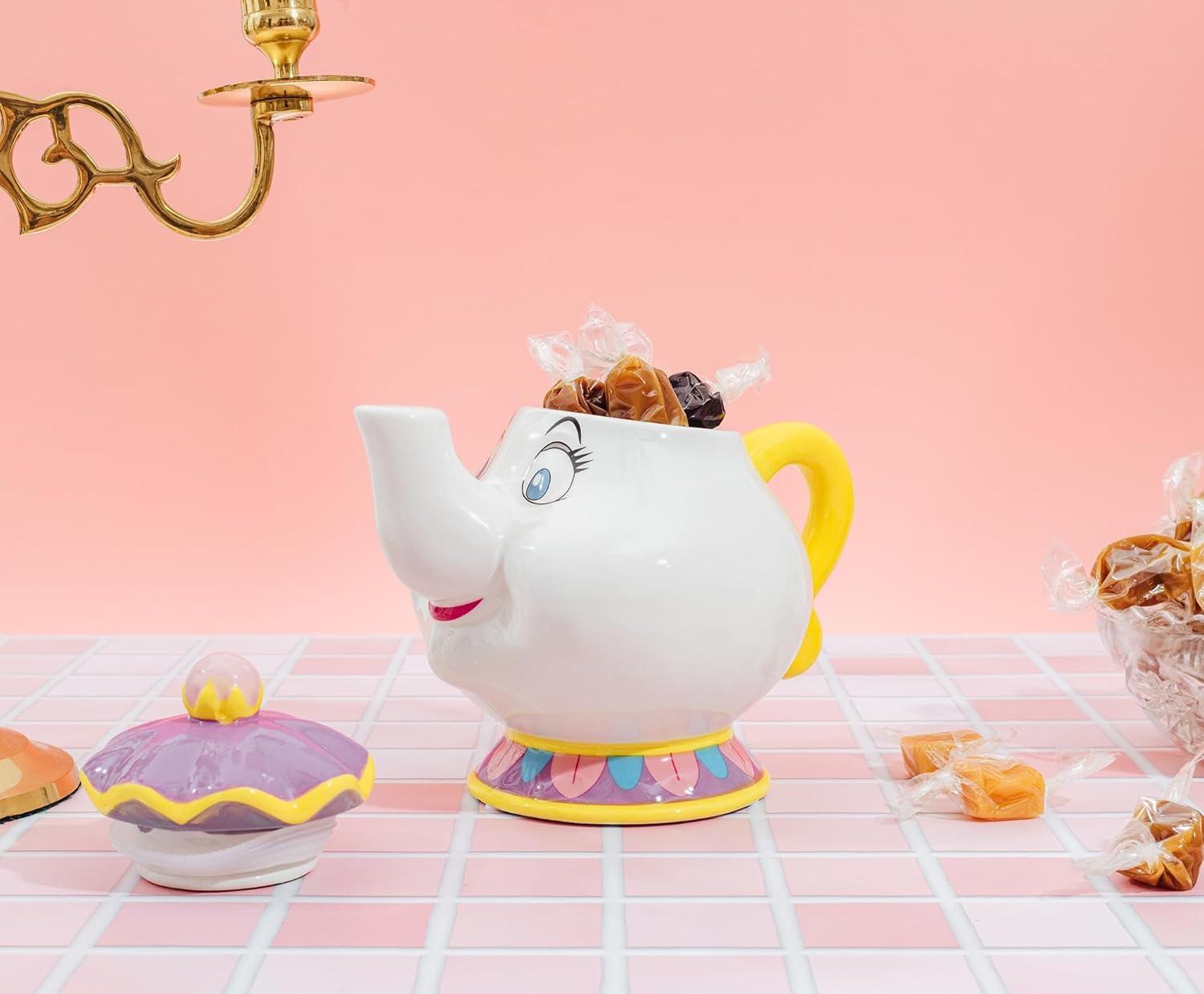 image:imageSilver Buffalo Disney Alice in Wonderland Flowers and Mushrooms Glass Cookie Snack Candy Jar with Lid SmallMrs Potts Small Ceramic Sculpted